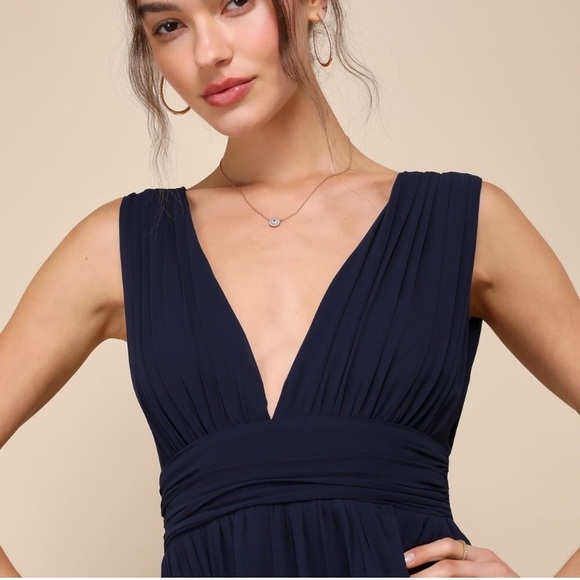 FLASH • SALE • Lulu’s • Heavenly Hues • Deep V Formal Dress in Blue - Picture 3 of 12